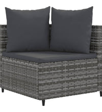 10-tlg. Garten-Sofagarnitur mit Kissen Grau Poly Rattan