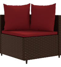 10-tlg. Garten-Sofagarnitur mit Kissen Braun Poly Rattan