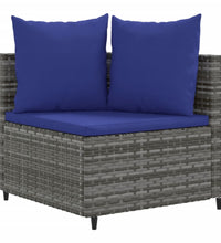 10-tlg. Garten-Sofagarnitur mit Kissen Grau Poly Rattan