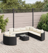10-tlg. Garten-Sofagarnitur mit Kissen Schwarz Poly Rattan