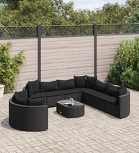 10-tlg. Garten-Sofagarnitur mit Kissen Schwarz Poly Rattan