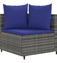 10-tlg. Garten-Sofagarnitur mit Kissen Grau Poly Rattan