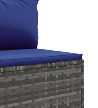 10-tlg. Garten-Sofagarnitur mit Kissen Grau Poly Rattan