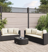 6-tlg. Garten-Sofagarnitur mit Kissen Schwarz Poly Rattan