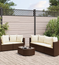 6-tlg. Garten-Sofagarnitur mit Kissen Braun Poly Rattan
