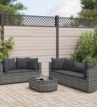 6-tlg. Garten-Sofagarnitur mit Kissen Grau Poly Rattan