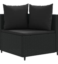 6-tlg. Garten-Sofagarnitur mit Kissen Schwarz Poly Rattan