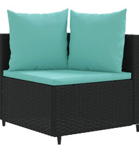 6-tlg. Garten-Sofagarnitur mit Kissen Schwarz Poly Rattan
