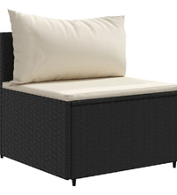 9-tlg. Garten-Sofagarnitur mit Kissen Schwarz Poly Rattan