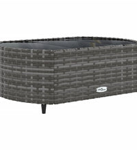 9-tlg. Garten-Sofagarnitur mit Kissen Grau Poly Rattan