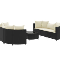 7-tlg. Garten-Sofagarnitur mit Kissen Schwarz Poly Rattan
