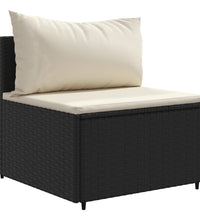 7-tlg. Garten-Sofagarnitur mit Kissen Schwarz Poly Rattan