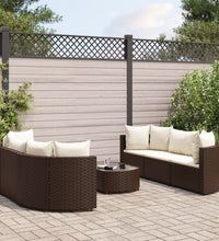 7-tlg. Garten-Sofagarnitur mit Kissen Braun Poly Rattan
