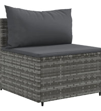 7-tlg. Garten-Sofagarnitur mit Kissen Grau Poly Rattan