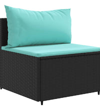7-tlg. Garten-Sofagarnitur mit Kissen Schwarz Poly Rattan