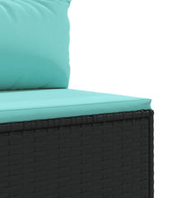 7-tlg. Garten-Sofagarnitur mit Kissen Schwarz Poly Rattan