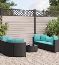 7-tlg. Garten-Sofagarnitur mit Kissen Schwarz Poly Rattan