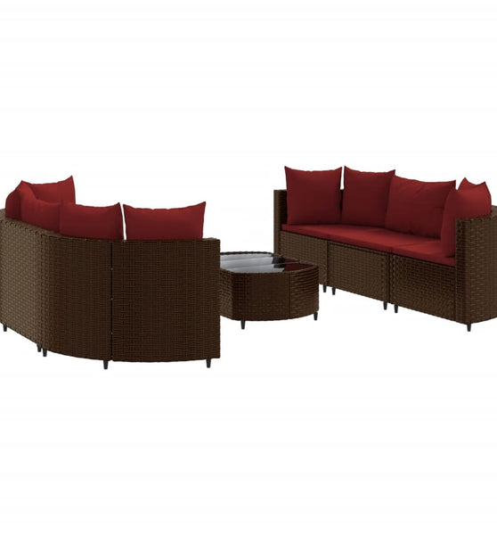 7-tlg. Garten-Sofagarnitur mit Kissen Braun Poly Rattan