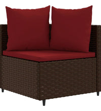 7-tlg. Garten-Sofagarnitur mit Kissen Braun Poly Rattan