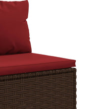 7-tlg. Garten-Sofagarnitur mit Kissen Braun Poly Rattan