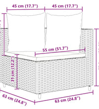 7-tlg. Garten-Sofagarnitur mit Kissen Braun Poly Rattan