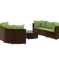 7-tlg. Garten-Sofagarnitur mit Kissen Braun Poly Rattan