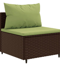 7-tlg. Garten-Sofagarnitur mit Kissen Braun Poly Rattan