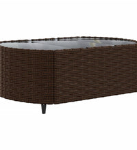 7-tlg. Garten-Sofagarnitur mit Kissen Braun Poly Rattan