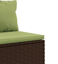 7-tlg. Garten-Sofagarnitur mit Kissen Braun Poly Rattan