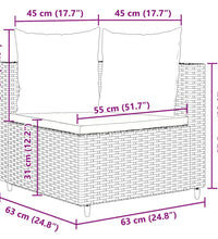 7-tlg. Garten-Sofagarnitur mit Kissen Braun Poly Rattan