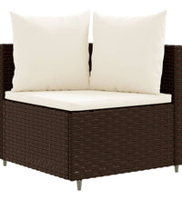 5-tlg. Garten-Sofagarnitur mit Kissen Braun Poly Rattan