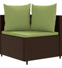 5-tlg. Garten-Sofagarnitur mit Kissen Braun Poly Rattan
