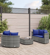 5-tlg. Garten-Sofagarnitur mit Kissen Grau Poly Rattan