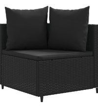 3-tlg. Garten-Sofagarnitur mit Kissen Schwarz Poly Rattan