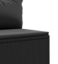 3-tlg. Garten-Sofagarnitur mit Kissen Schwarz Poly Rattan