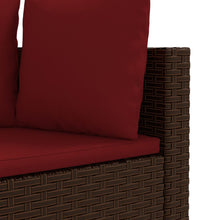3-tlg. Garten-Sofagarnitur mit Kissen Braun Poly Rattan