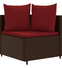 4-tlg. Garten-Sofagarnitur mit Kissen Braun Poly Rattan