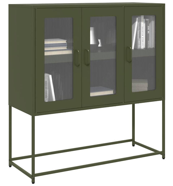 Sideboard Olivgrün 100,5x39x107 cm Kaltgewalzter Stahl