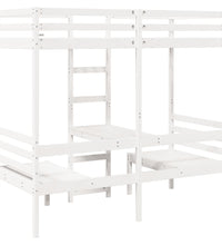 Hochbett mit Schreibtisch & Stühlen Weiß 90x200 cm Kiefernholz
