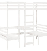 Hochbett mit Schreibtisch & Stühlen Weiß 90x200 cm Kiefernholz