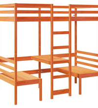 Hochbett mit Schreibtisch & Stühlen Braun 90x190 cm Kiefernholz