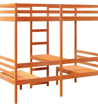 Hochbett mit Schreibtisch & Stühlen Braun 90x190 cm Kiefernholz