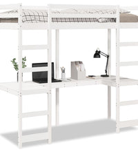 Hochbett ohne Matratze Weiß 90x200 cm Massivholz Kiefer