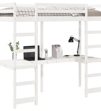 Hochbett ohne Matratze Weiß 90x200 cm Massivholz Kiefer