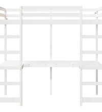 Hochbett ohne Matratze Weiß 90x200 cm Massivholz Kiefer