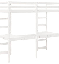 Hochbett ohne Matratze Weiß 90x200 cm Massivholz Kiefer