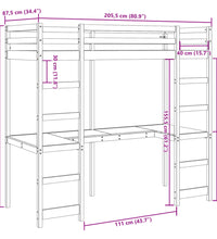 Hochbett ohne Matratze 80x200 cm Massivholz Kiefer