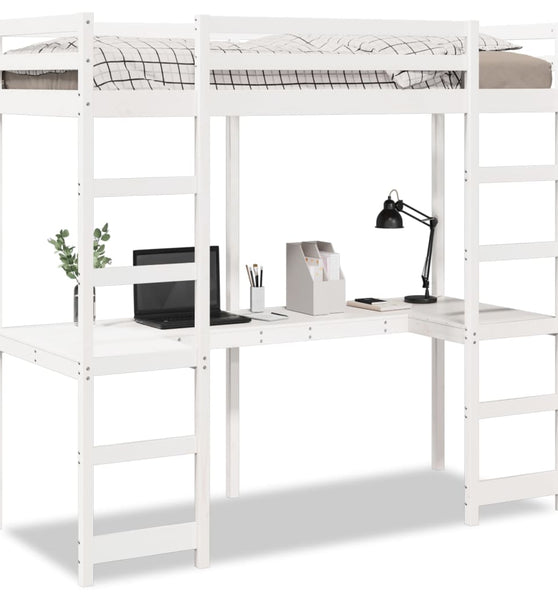 Hochbett ohne Matratze Weiß 80x200 cm Massivholz Kiefer