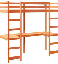 Hochbett ohne Matratze Wachsbraun 90x190 cm Massivholz Kiefer