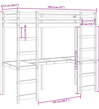 Hochbett ohne Matratze Wachsbraun 90x190 cm Massivholz Kiefer
